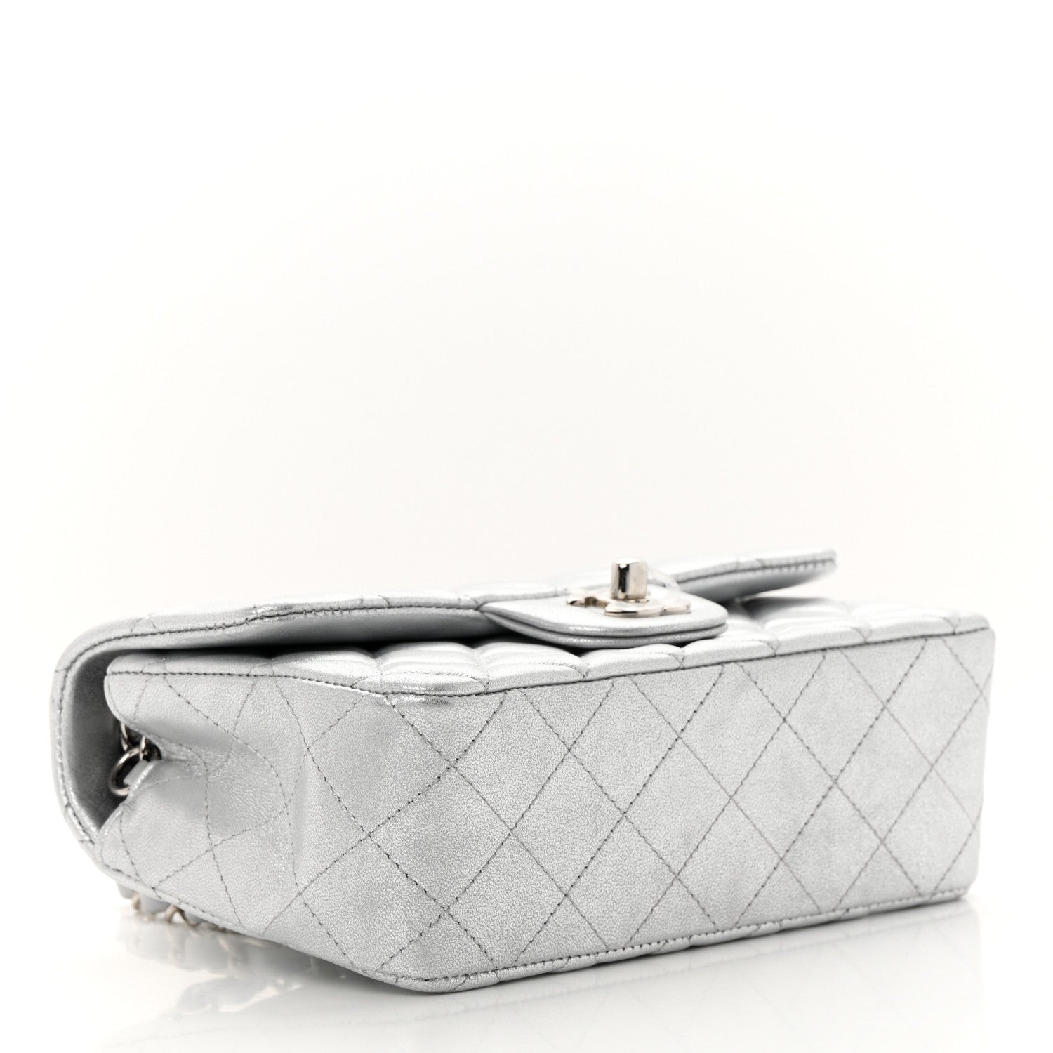 Chanel Metallic Lambskin Quilted Mini Rectangular Flap Silver 4 of 11