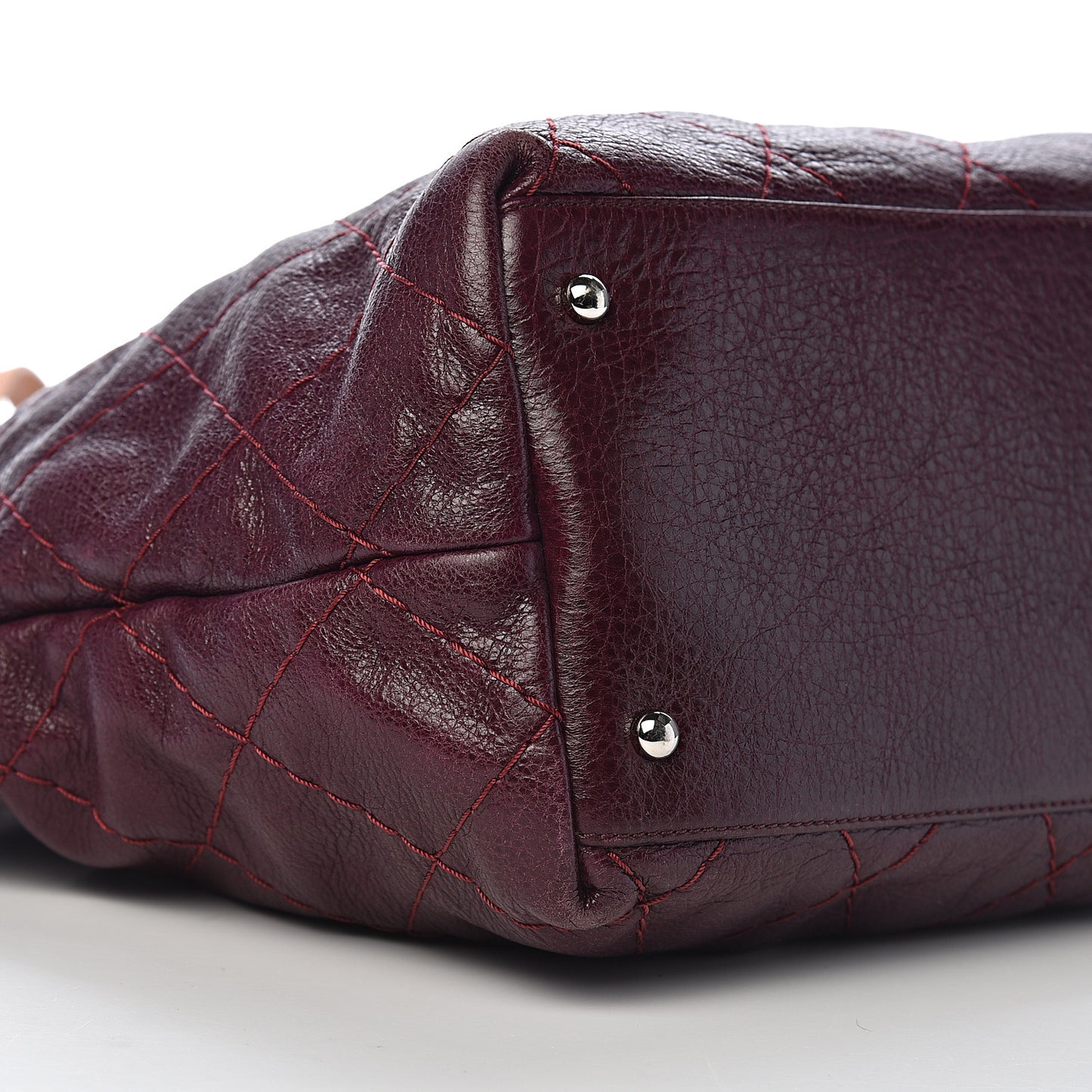 Glazed Calfskin Large On the Road Tote Plum
