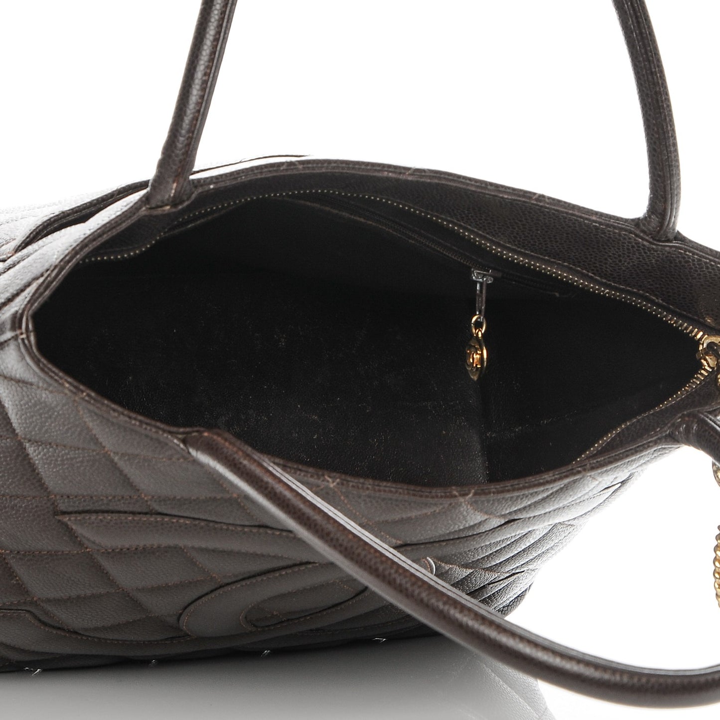 Caviar Quilted Medallion CC Tote Dark Brown