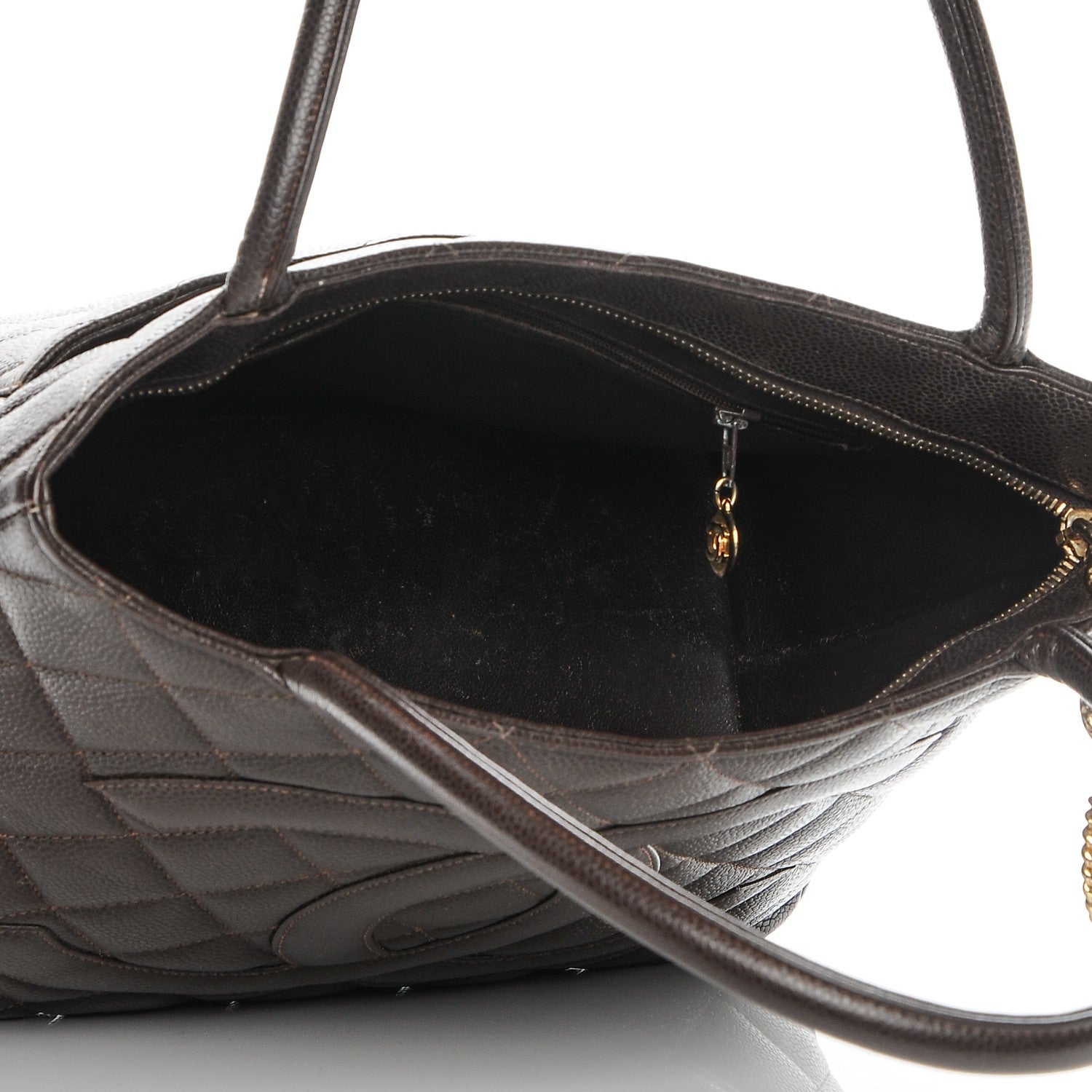 Chanel Caviar Quilted Medallion CC Tote Dark Brown 5 of 12