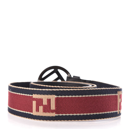 Fendi Canvas F is FF Striped Belt 95 38 Sand Black Red 3 of 6