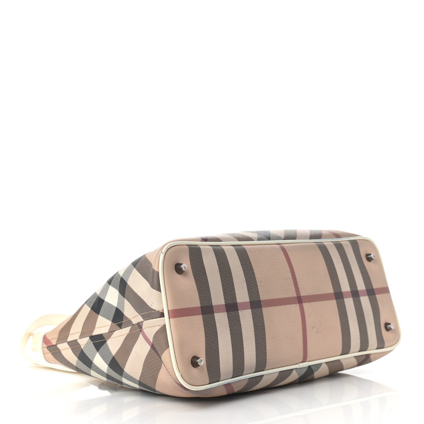 Nova Check Patent Trim Shopper Tote White