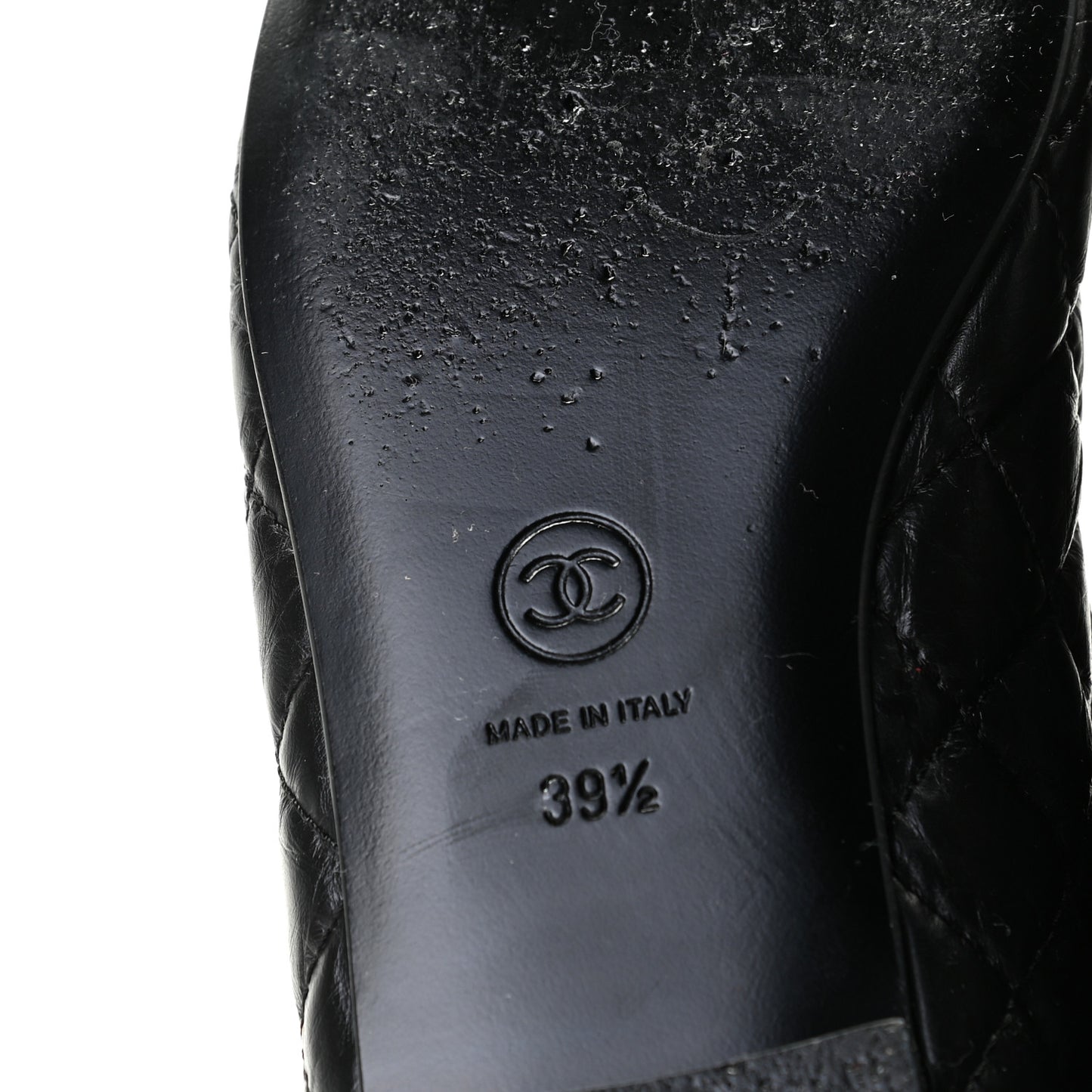 Aged Calfskin Quilted CC Cap Toe Ballerina Flats 39.5 Black