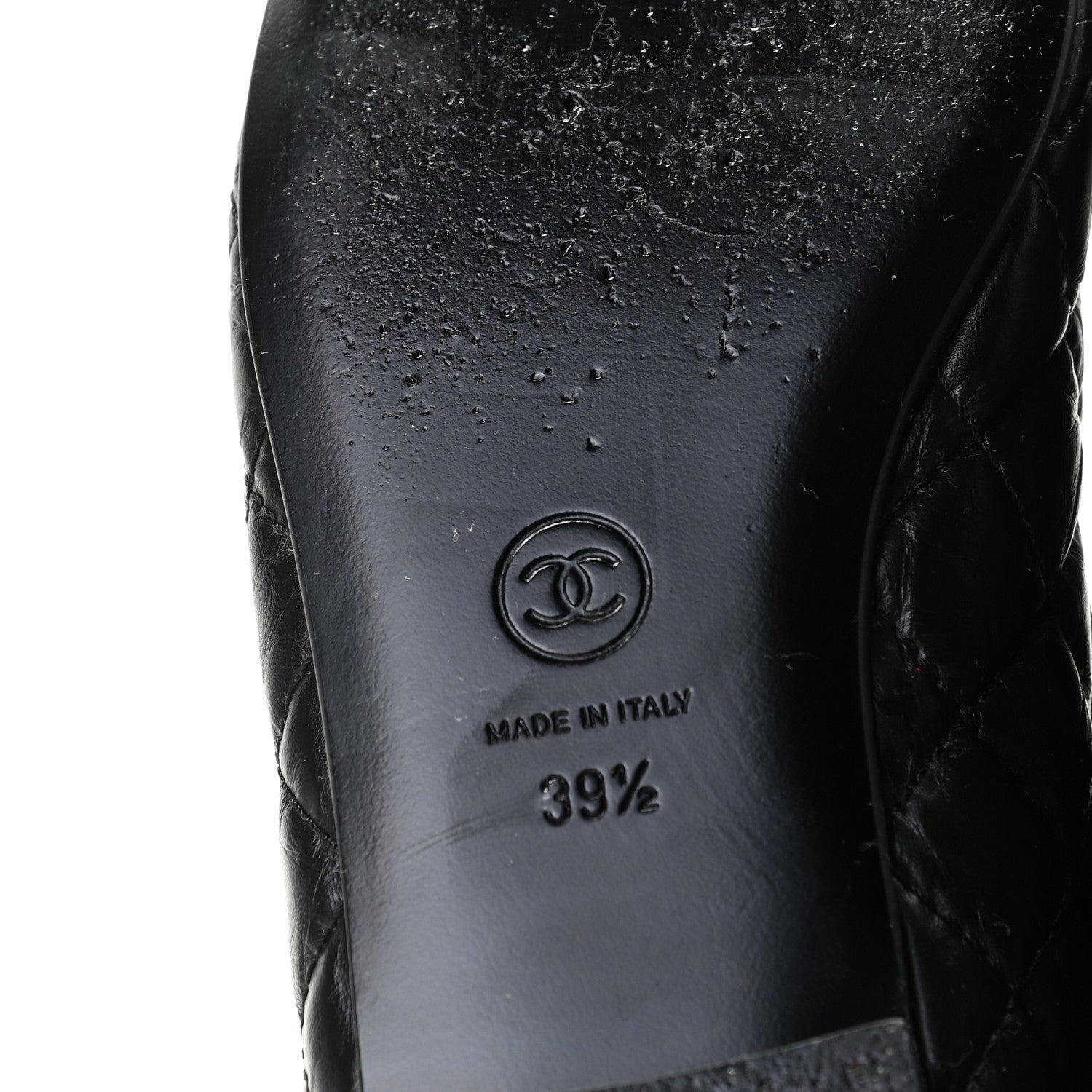 Chanel Aged Calfskin Quilted CC Cap Toe Ballerina Flats 39.5 Black 10 of 13