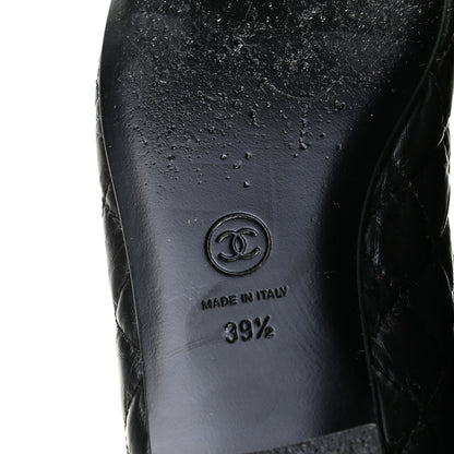 Chanel Aged Calfskin Quilted CC Cap Toe Ballerina Flats 39.5 Black 10 of 13