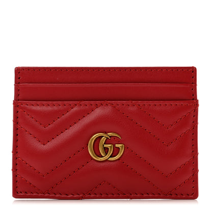 Gucci Calfskin Matelasse GG Marmont Card Holder Hibiscus Red 1 of 6
