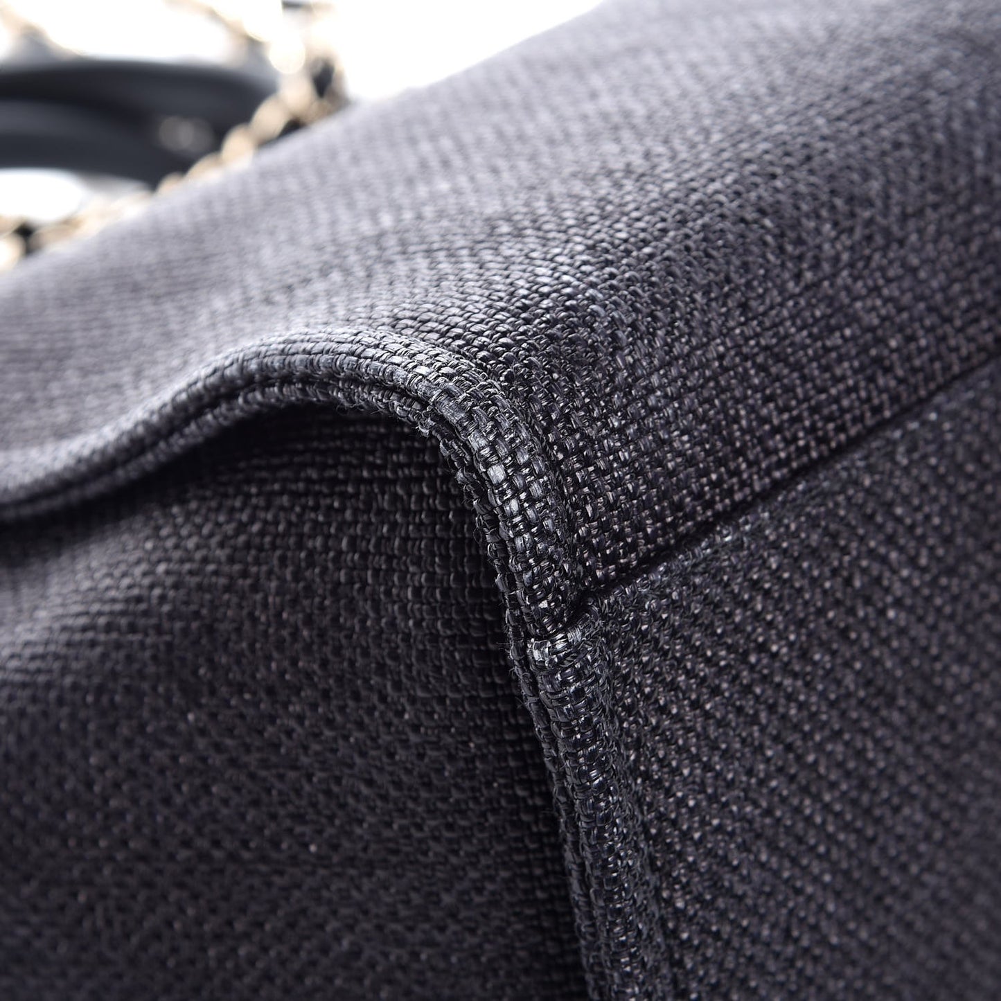 Woven Straw Raffia Large Deauville Tote Black