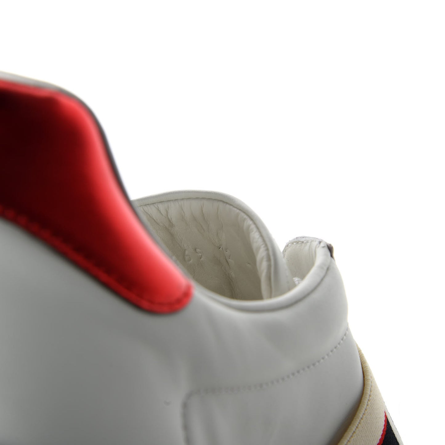 Calfskin Stripe Mens New Ace Sneakers 12 White Ecru Red Flame