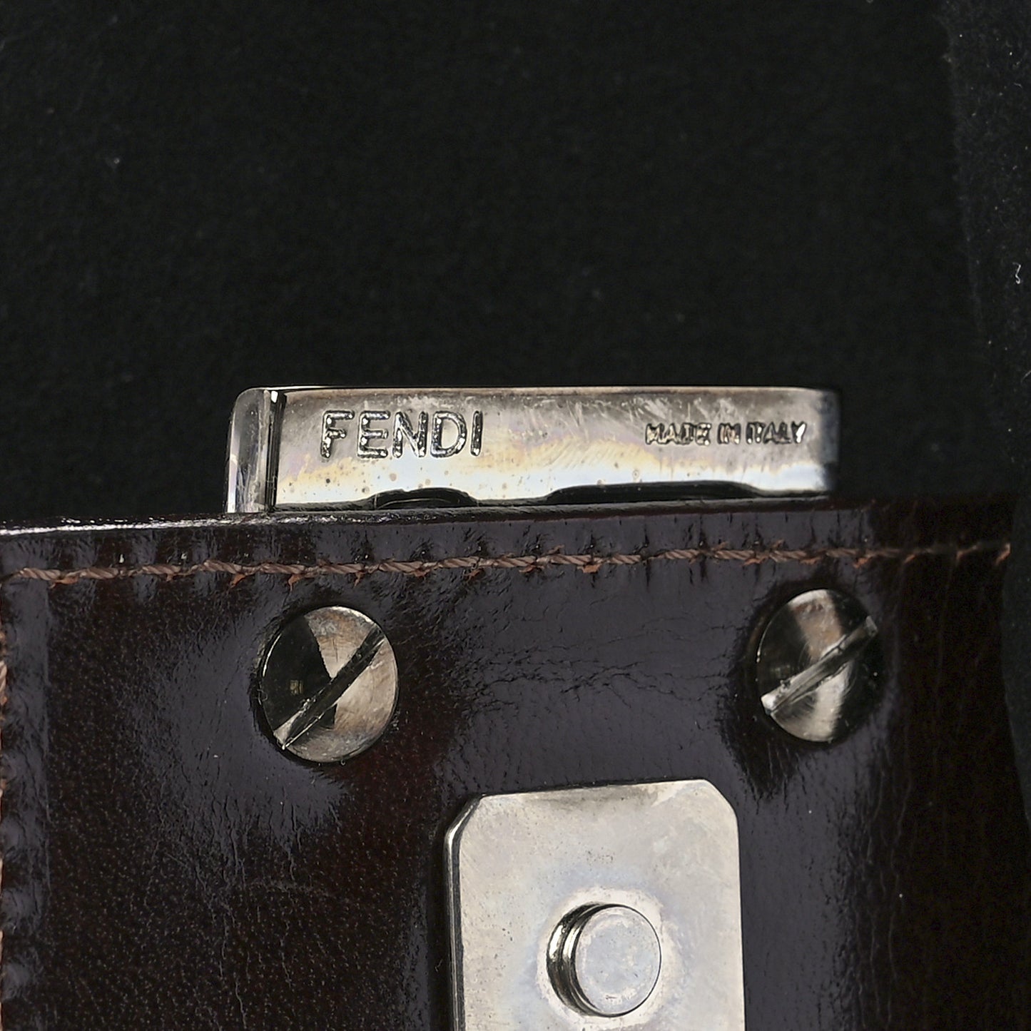 Suede Calfskin Mama Baguette Black