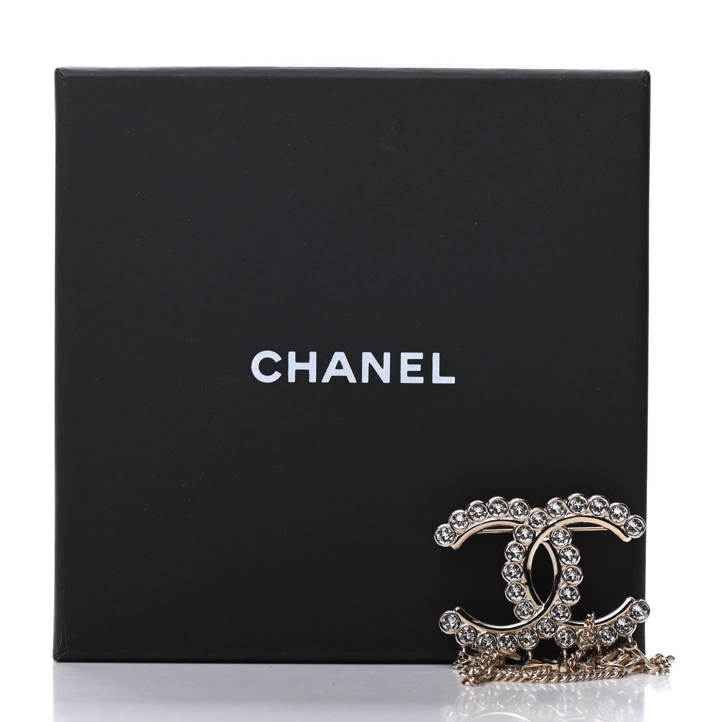 Metal Crystal Bow-tiful CC Chain Brooch Gold