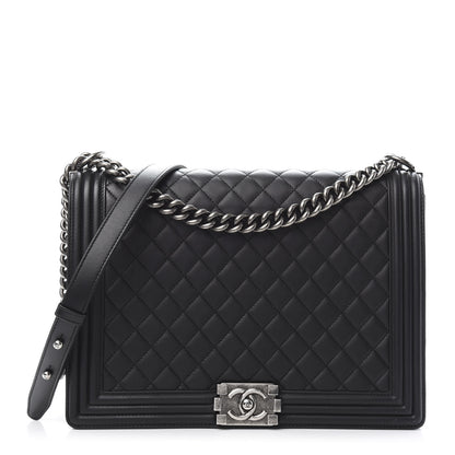 Chanel Lambskin Quilted Large Boy Flap Black 1 of 12