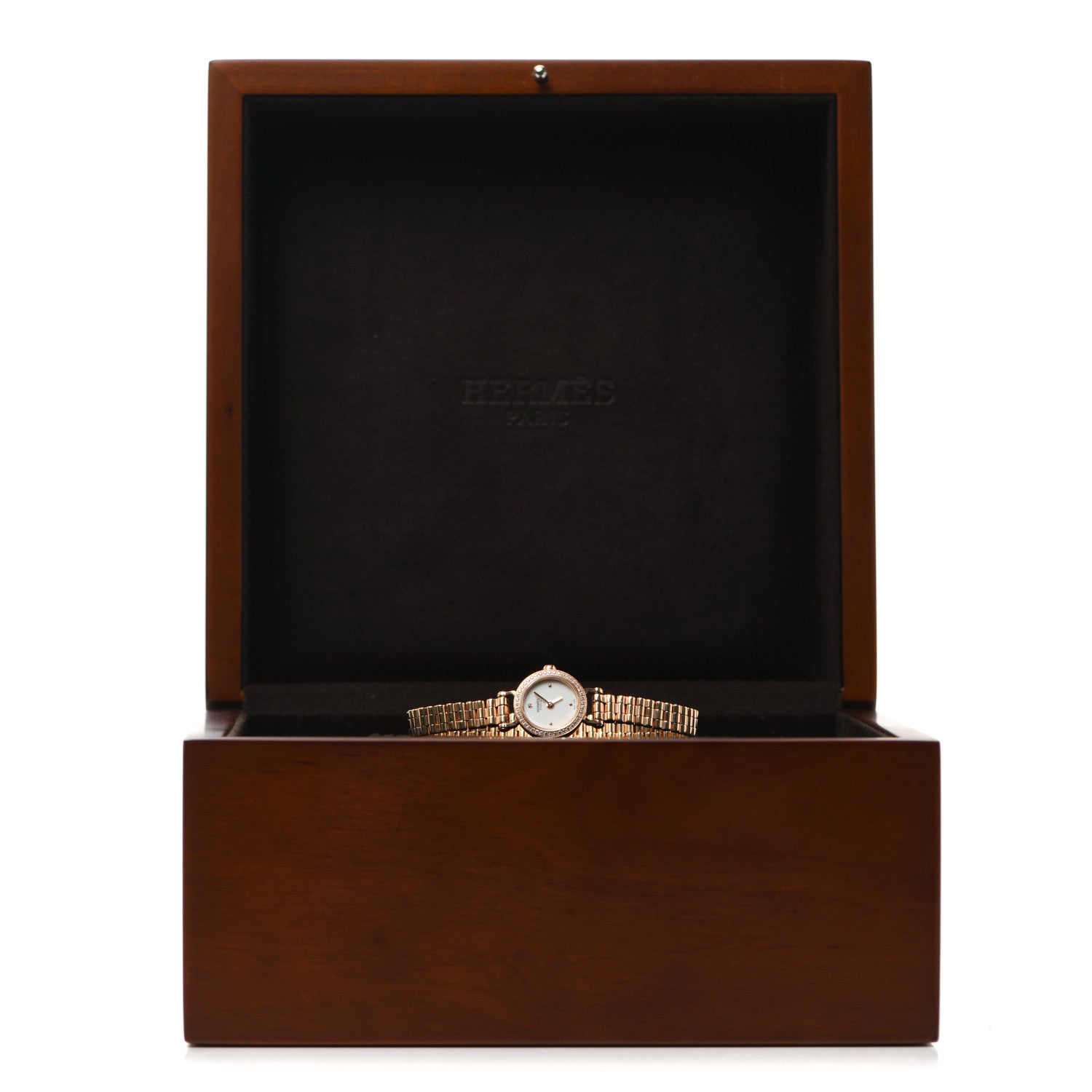 Hermes 18K Rose Gold Diamond Bezel 16mm Faubourg Quartz Watch 5 of 5