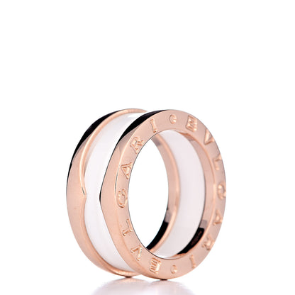 Bulgari 18K Rose Gold White Ceramic B.Zero1 Two-Band Ring 48 4.5 5 of 6