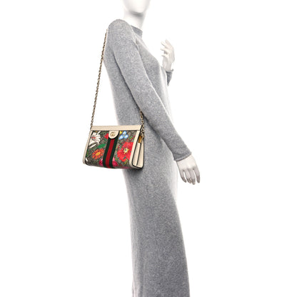 Gucci GG Supreme Monogram Flora Web Small Ophidia Chain Shoulder Bag White 3 of 11