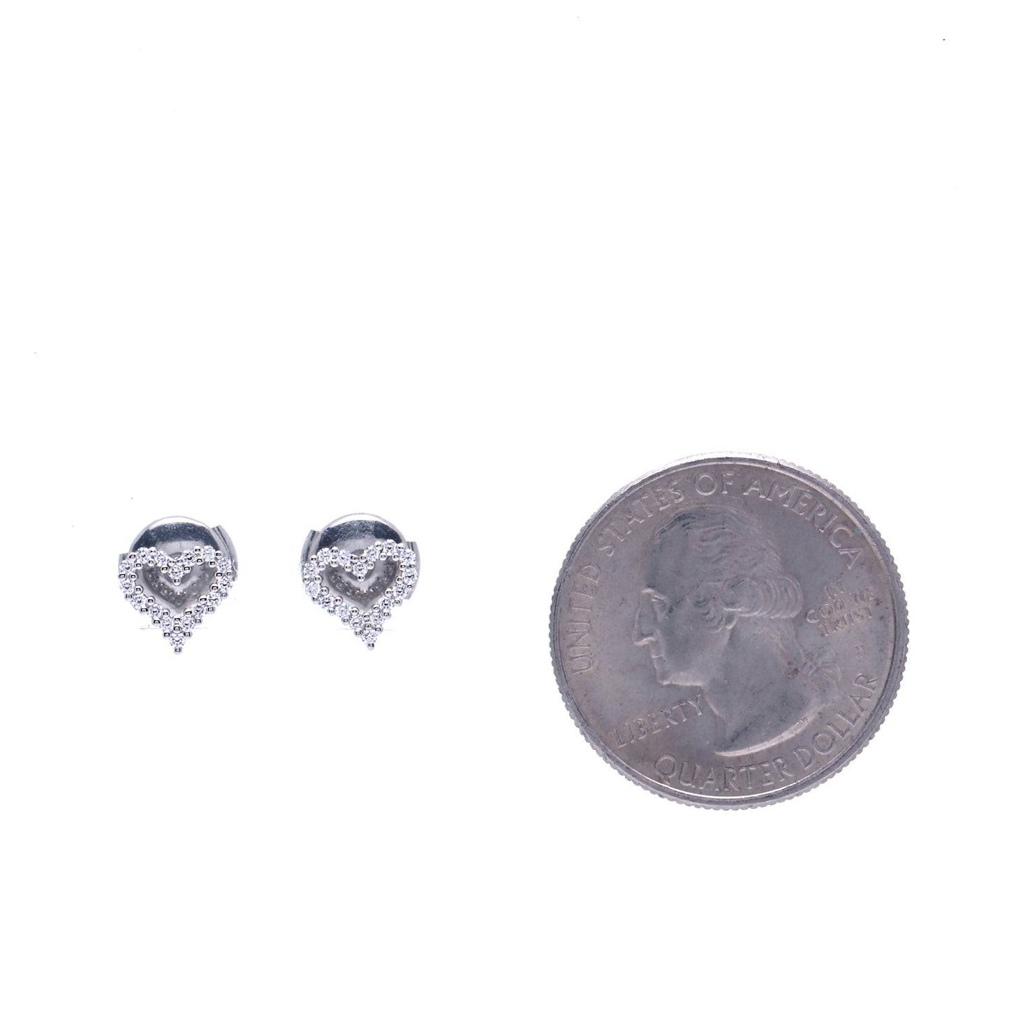 Platinum Diamond Extra Mini Heart Earrings