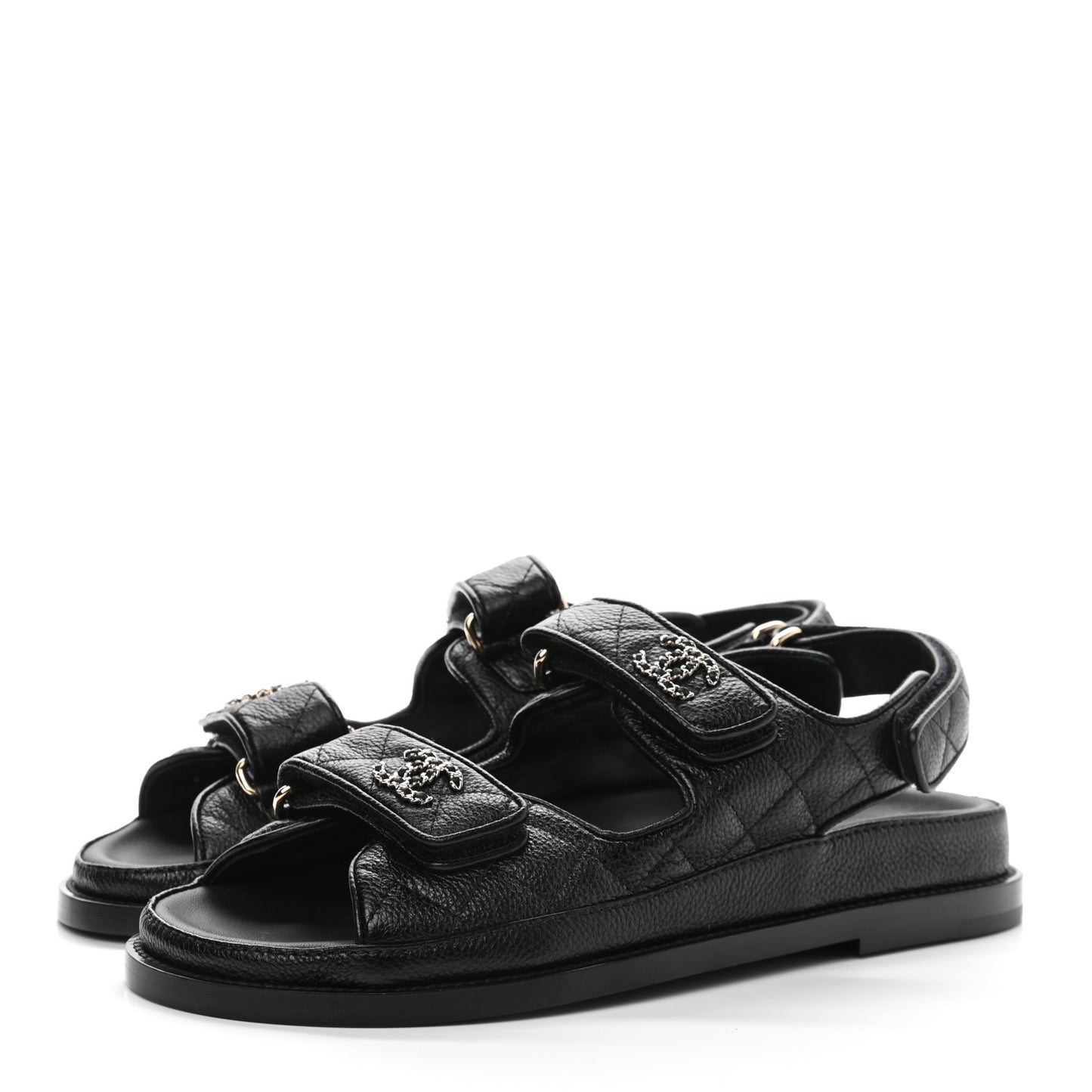 Grained Calfskin Velcro Dad Sandals 36.5 Black