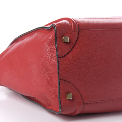 Celine Drummed Calfskin Mini Luggage Red 6 of 11