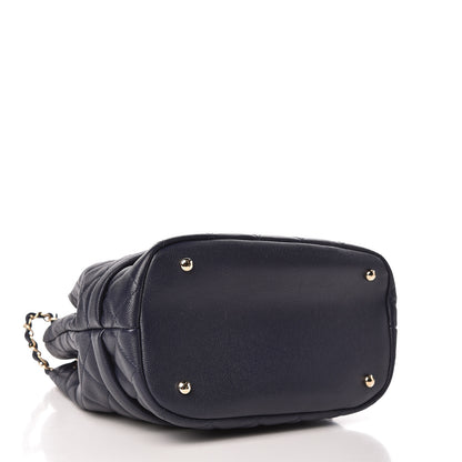Chanel Caviar Quilted Rolled Up Bucket Drawstring Bag Navy 4 of 11