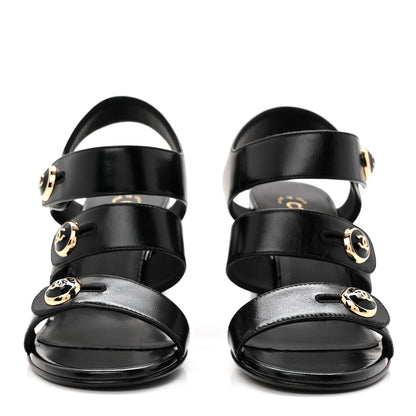 Chanel Shiny Calfskin CC Sandals 38.5 Black 3 of 9
