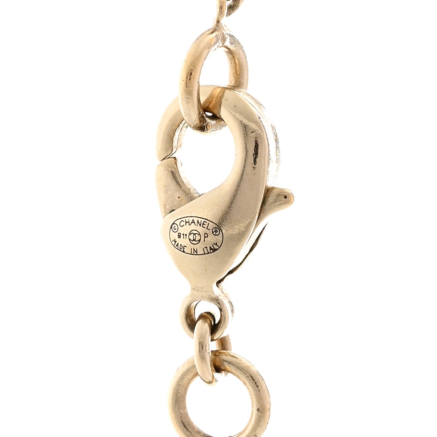 Crystal Beaded CC Necklace Gold Black