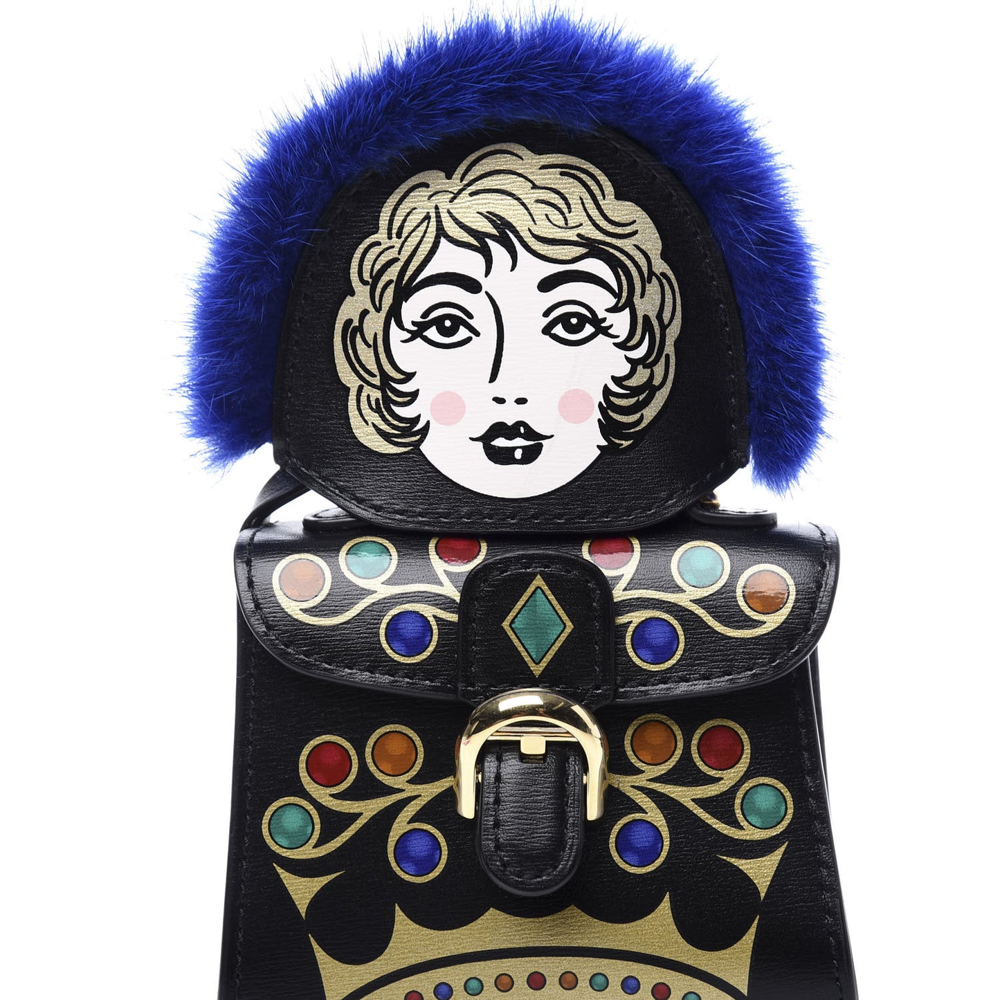 Calfskin Print Byzantine Brillant Charm Strap Black