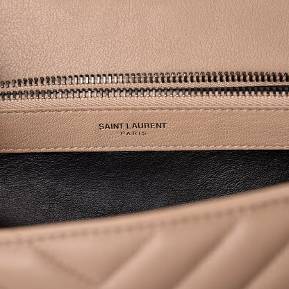 Saint Laurent Sheepskin Matelasse Chevron Monogram Large College Satchel Beige 10 of 13