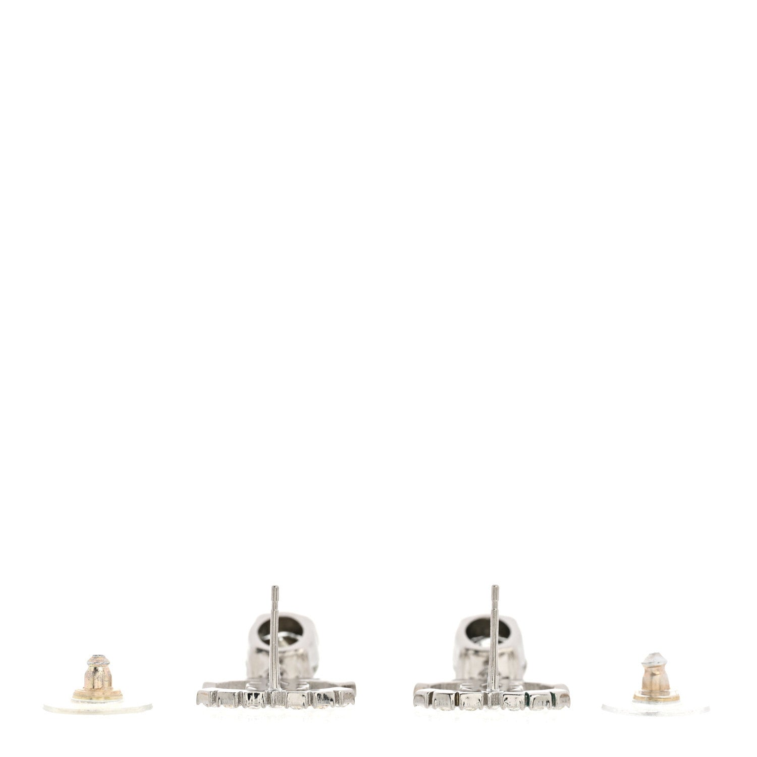 Chanel Crystal CC Drop Earrings Silver 3 of 6