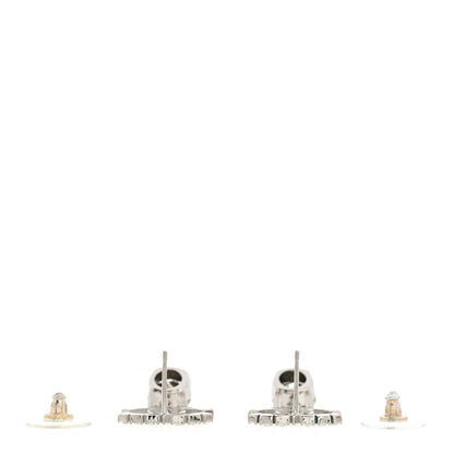 Chanel Crystal CC Drop Earrings Silver 3 of 6