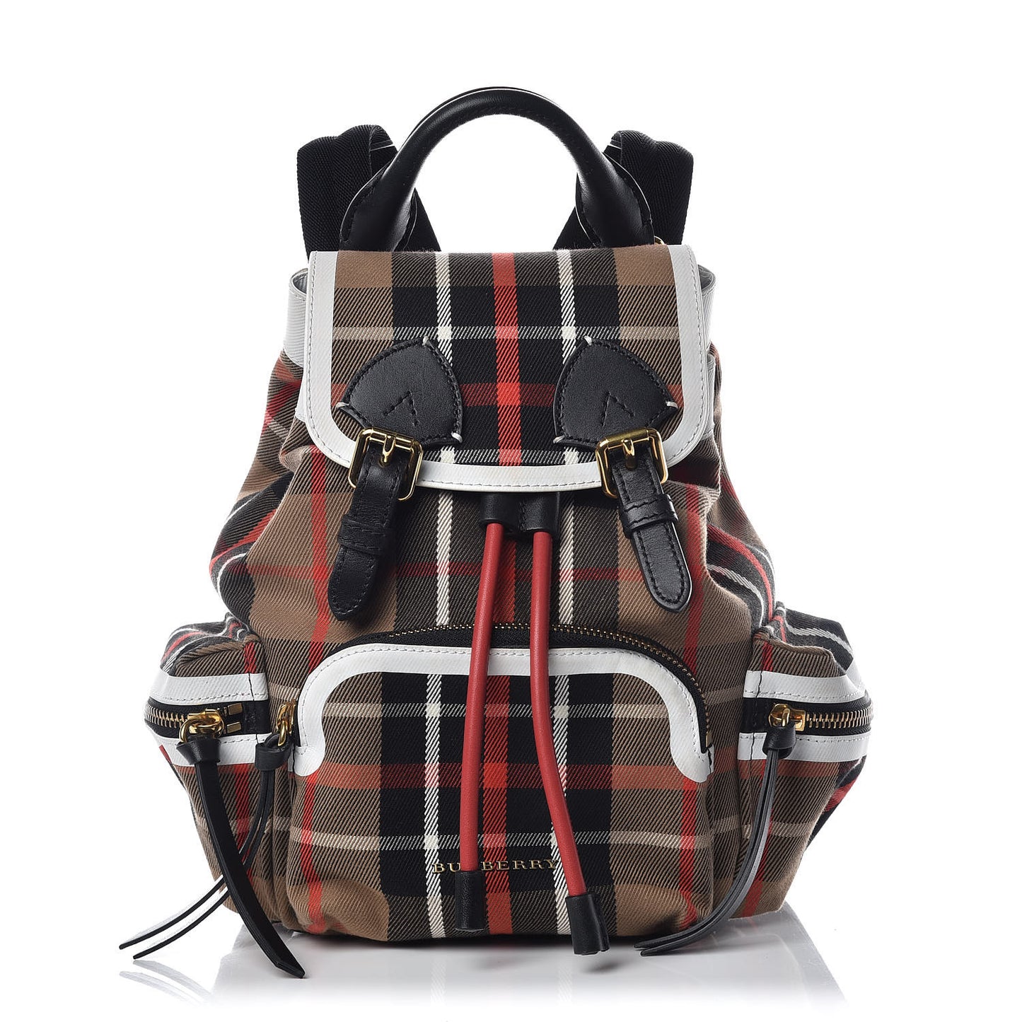 Cotton Check Small Rucksack Backpack Caramel
