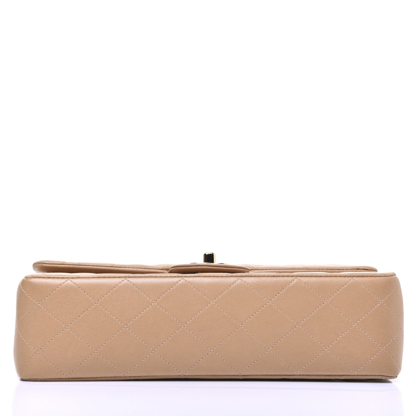 Lambskin Quilted Medium Double Flap Beige