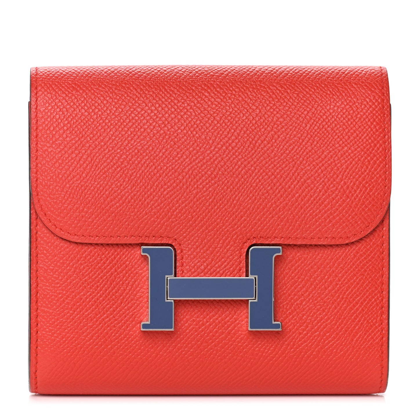 Epsom Enamel Constance Short Wallet Capucine Bleu Brighton