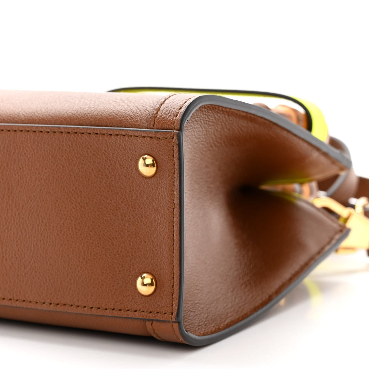 Wonka Grain Calfskin Mini Diana Tote Bag Cuir Yellow Fluo