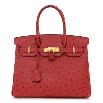 Hermes Ostrich Birkin 30 Rouge Vif 1 of 10