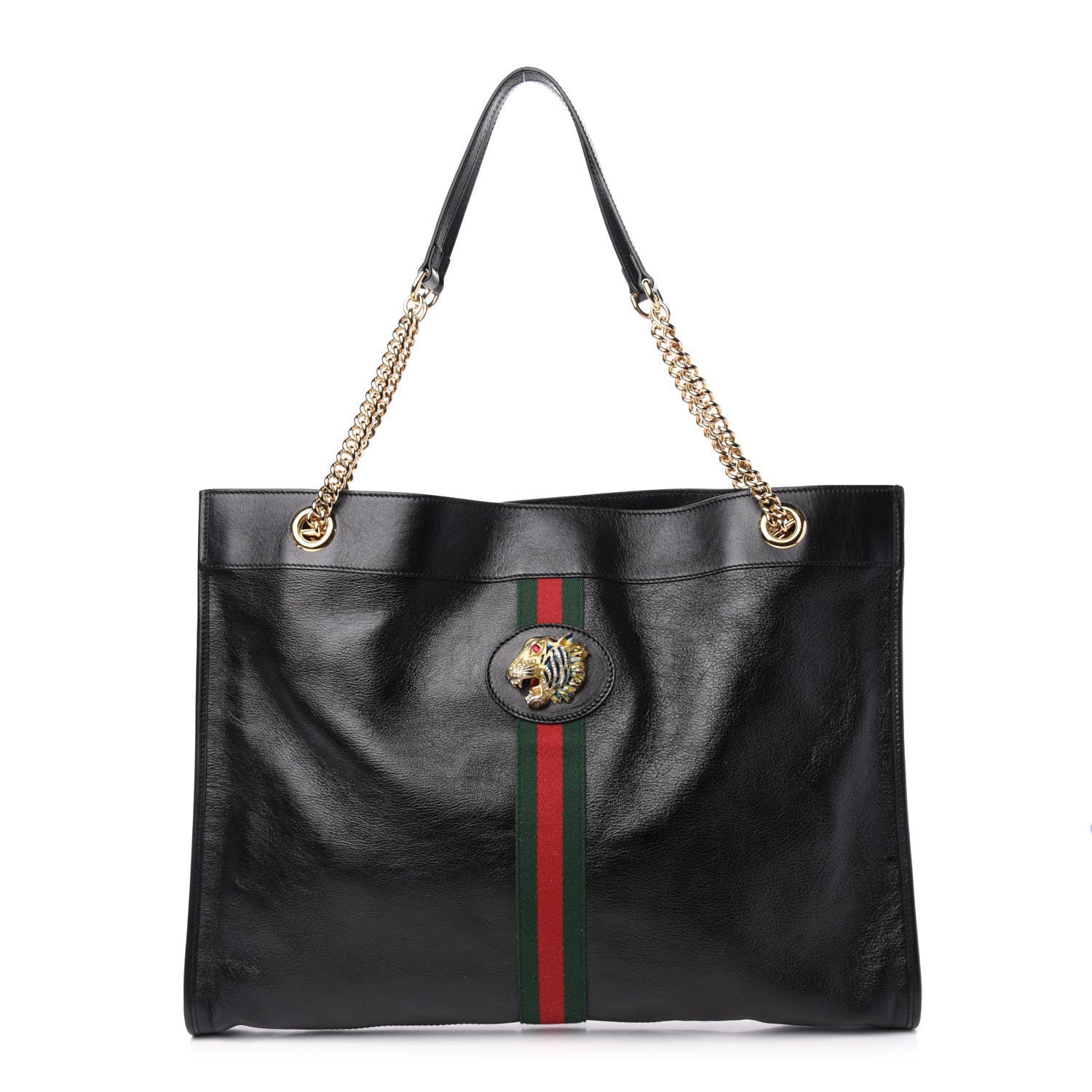 Gucci Calfskin Large Rajah Chain Tote Black 3 of 13