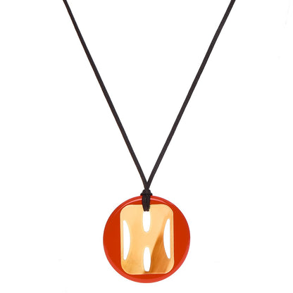 Hermes Buffalo Horn Lacquer Tonkin Necklace Orange 1 of 5