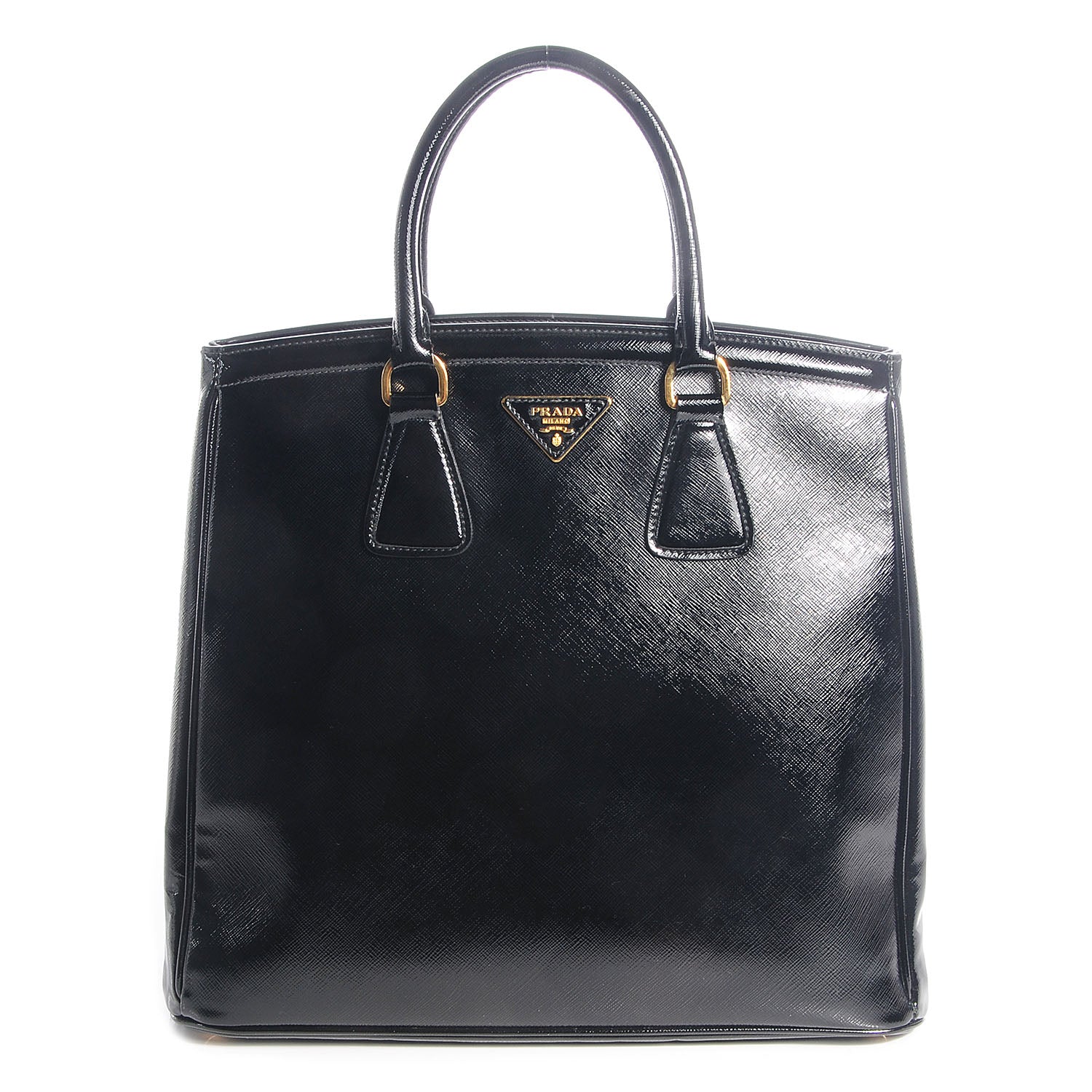 Prada Saffiano Vernice Parabole Tote Black 1 of 10