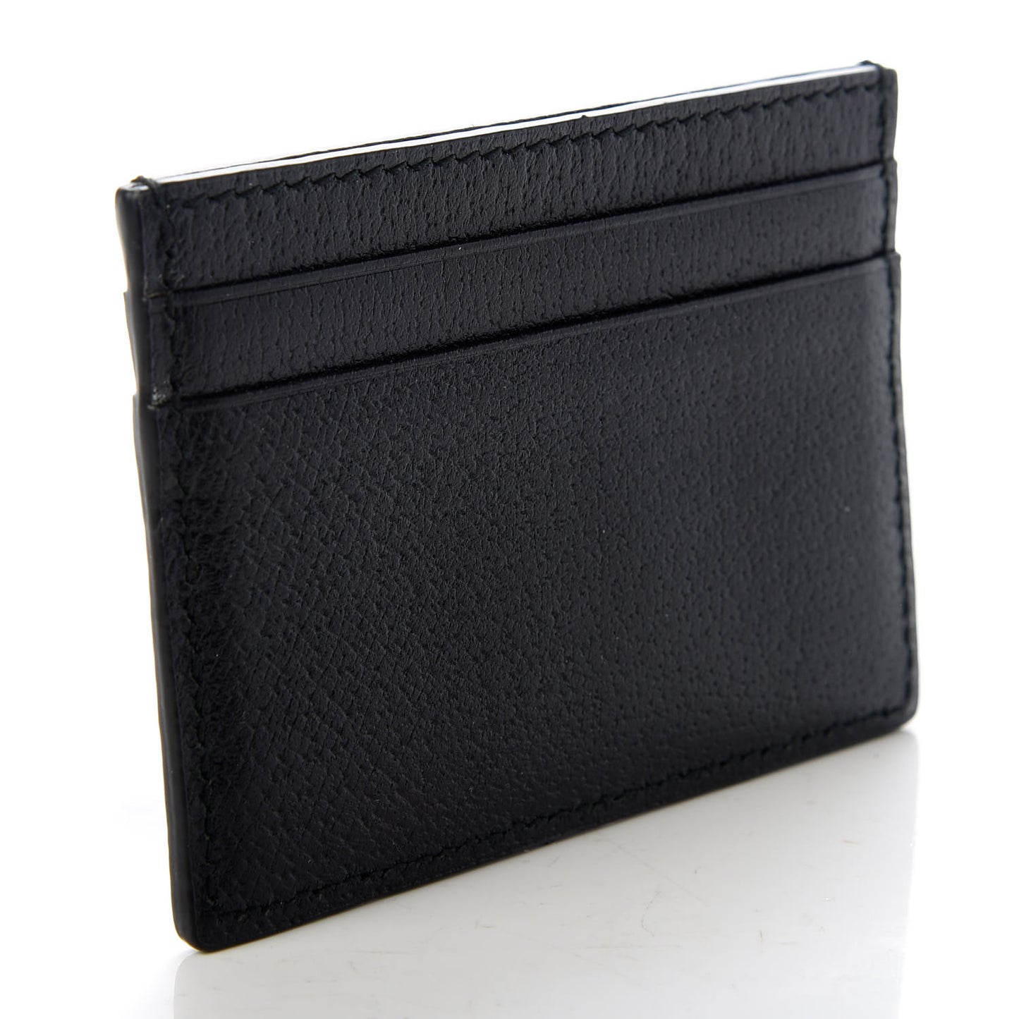 Pebbled Calfskin Animalier Card Holder Black