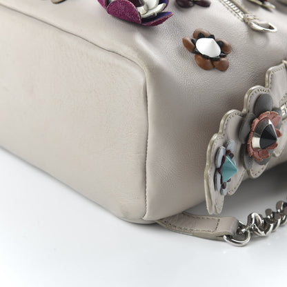Fendi Vitello Dolce Flowerland Studded Mini Backpack Grigio Polvere Multicolor 6 of 13