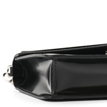 Prada Spazzolato Triangle Logo Plate Flap Chain Crossbody Bag Black 8 of 9
