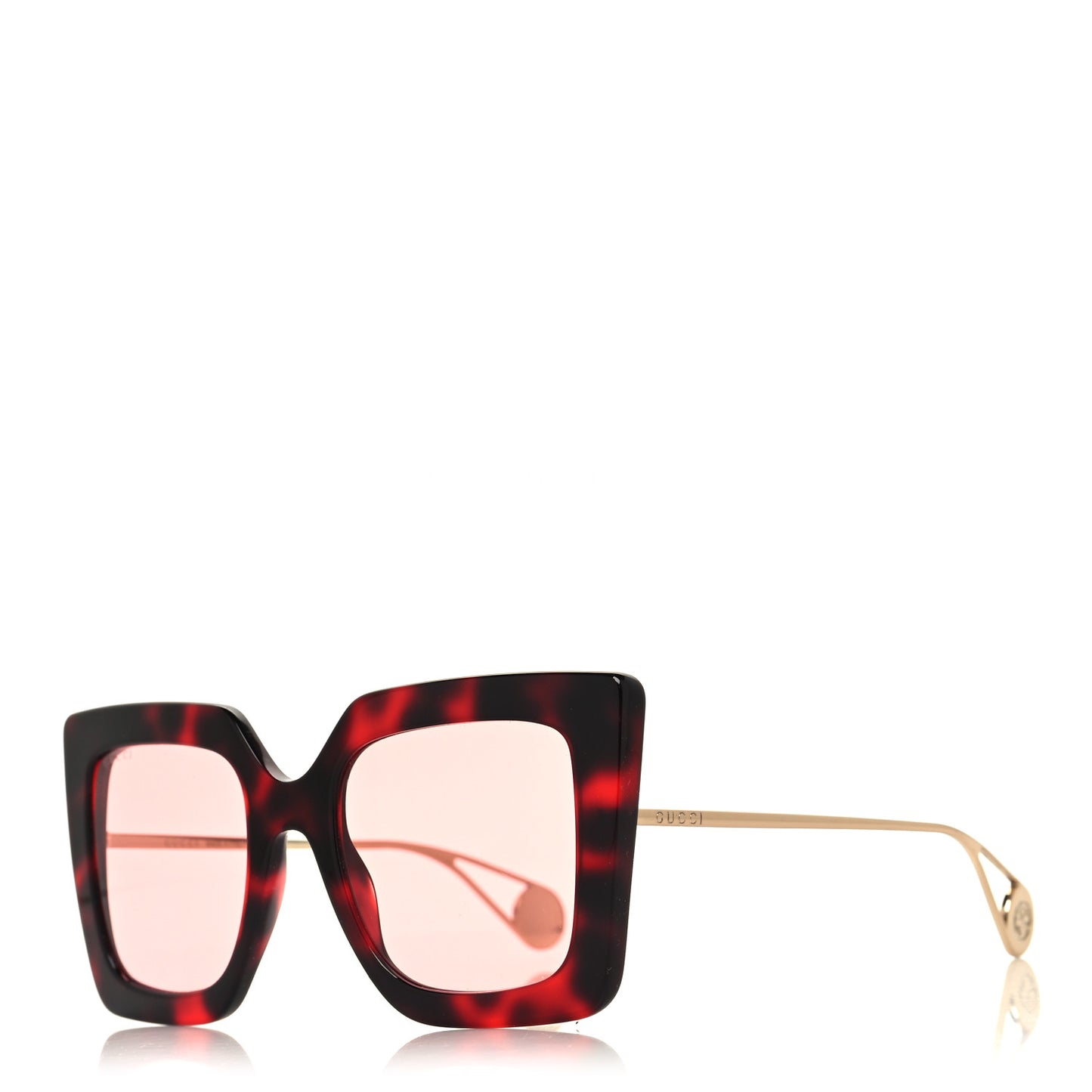 Acetate Oversize Square Frame GG0435S Sunglasses Red Havana