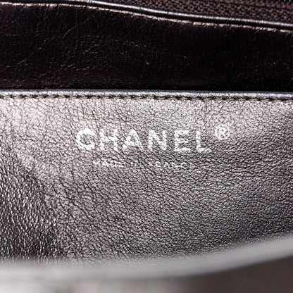 Chanel Metallic Lambskin Quilted Jumbo Single Flap Dark Grey 6 of 12
