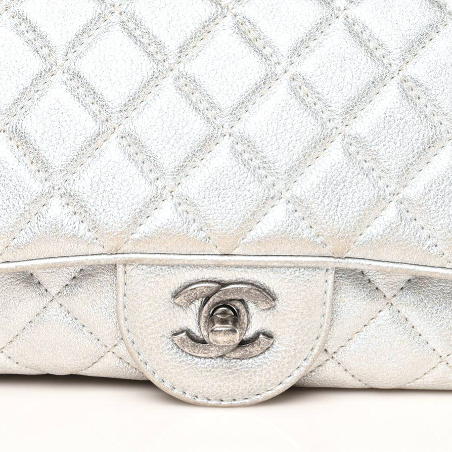 Chanel Metallic Grained Calfskin Quilted Small Casual Rock Flap Silver 7 of 12
