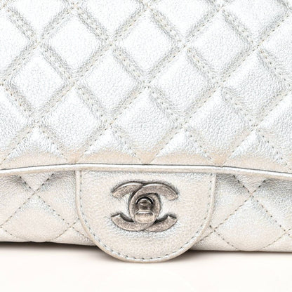 Chanel Metallic Grained Calfskin Quilted Small Casual Rock Flap Silver 7 of 12