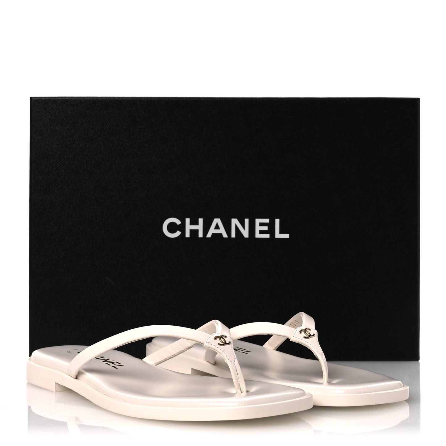 Goatskin CC Times Square Thong Sandals 35.5 White