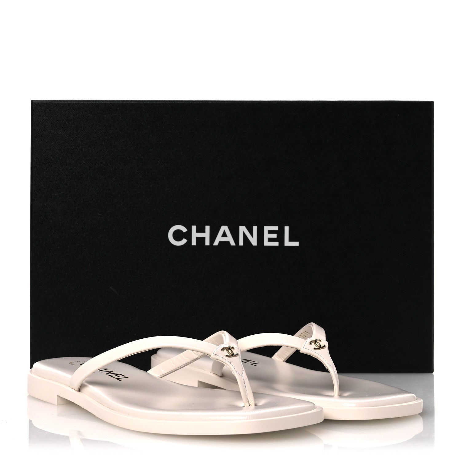 Chanel Goatskin CC Times Square Thong Sandals 35.5 White 12 of 12