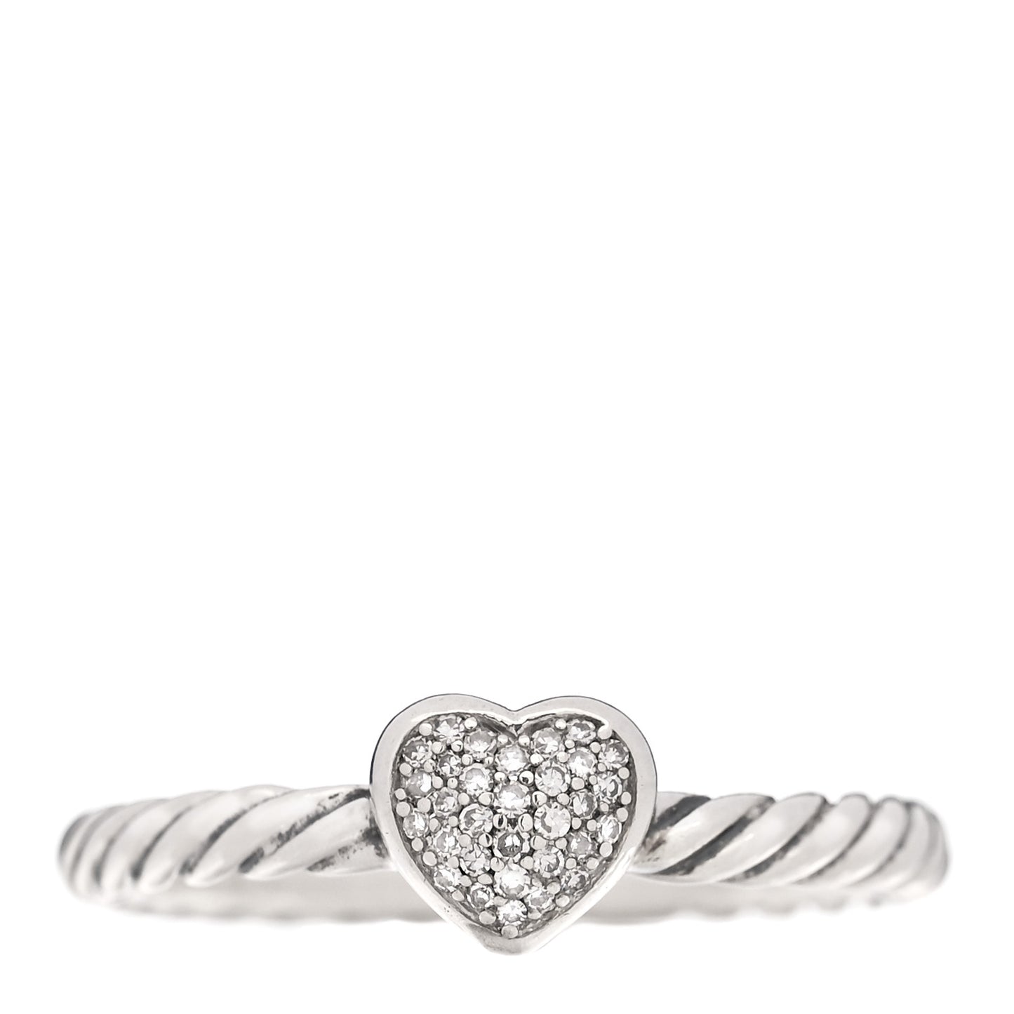 Sterling Silver Diamond Cable Classics Heart Ring 50 5.5