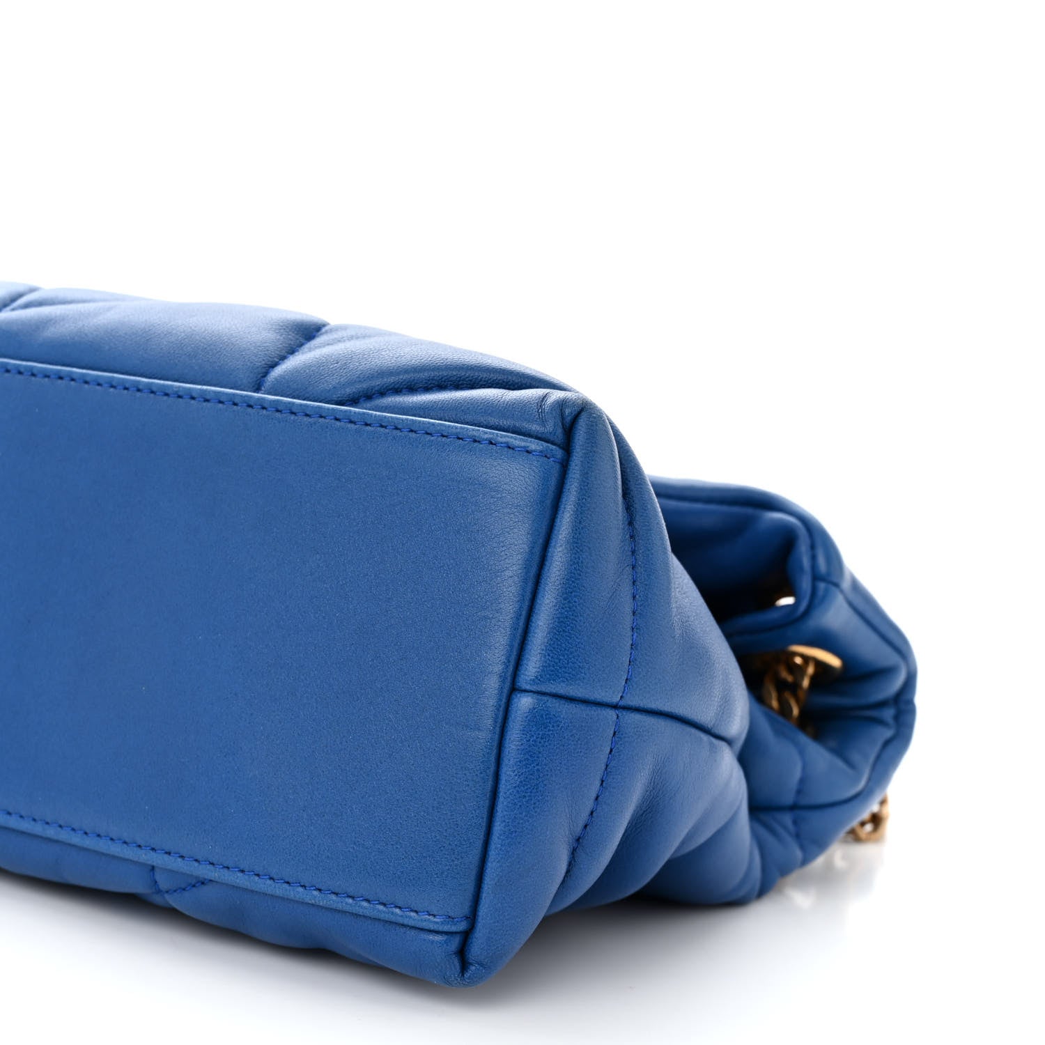 Saint Laurent Lambskin Quilted Small Loulou Puffer Monogram Chain Satchel Majorele Blue 10 of 11