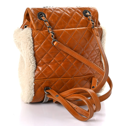 Chanel Glazed Calfskin Shearling Quilted Small Mountain Backpack Brown 2 of 15
