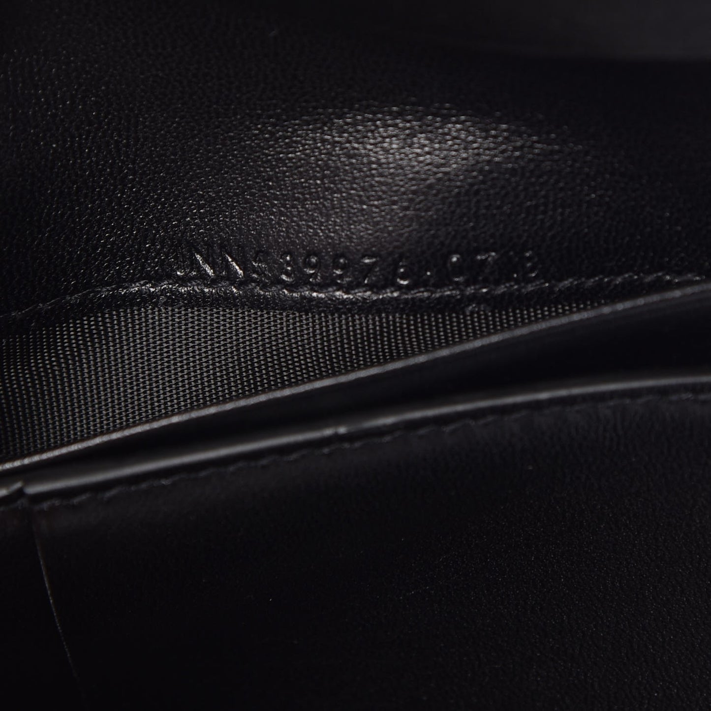 Lambskin Matelasse Monogram Vicky Tri-Fold Wallet Black