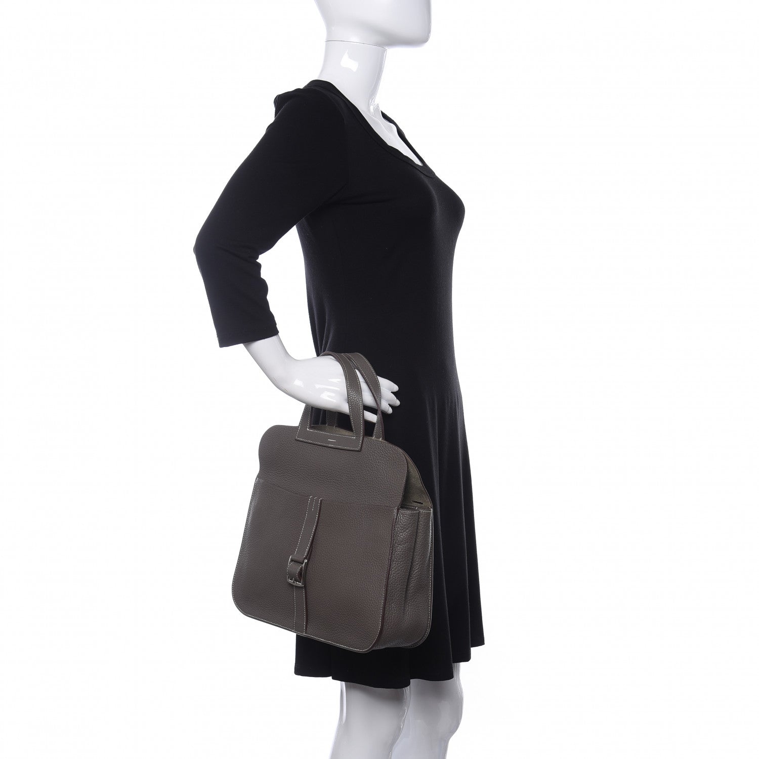 Hermes Taurillon Clemence Halzan 31 GM Etain 2 of 18